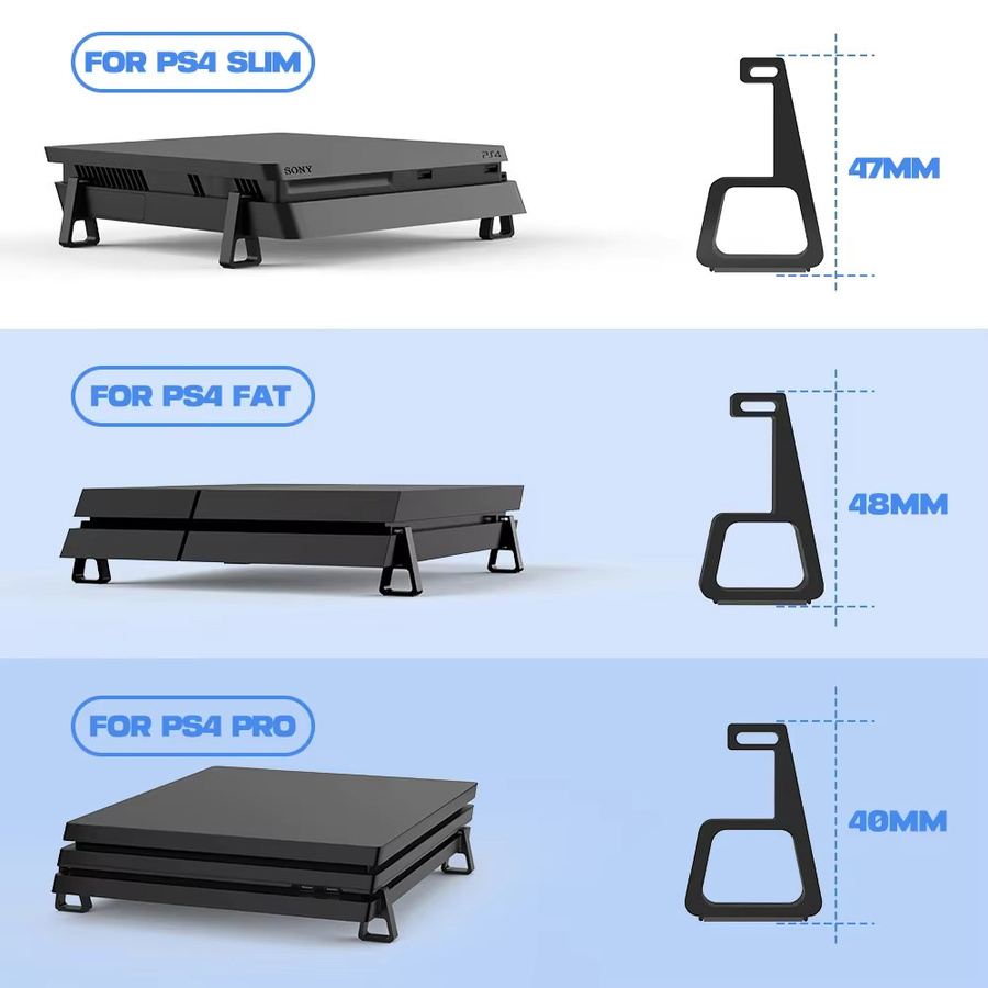 TECTINTER 4er-Set Kühlungshalterung für PS4, Slim und Pro Konsolen in Schwarz, Anti-Slip Basis für horizontale Aufstellung - Bild 2