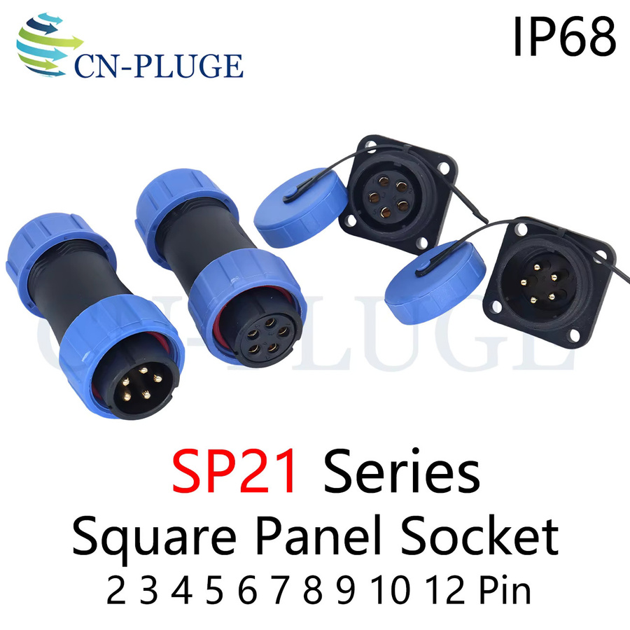 SZYingXian SP21 Luftfahrt-Steckverbinder IP68 wasserdicht, quadratische Steckdose für Industrieausrüstung, blau - Bild 2