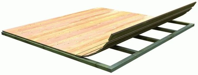 Karibu Fußboden aus Fichte-Massivholz in Braun für Sockelmaß B: 300 cm, T: 300 cm - Bild 1