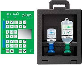 Plum iBox 2 Augen-Notfallstation Wandbox mit 200 ml pH-neutraler Spüllösung und 500 ml 0,9 % Eyewash, ISO 13485 zertifiziert - Bild 1