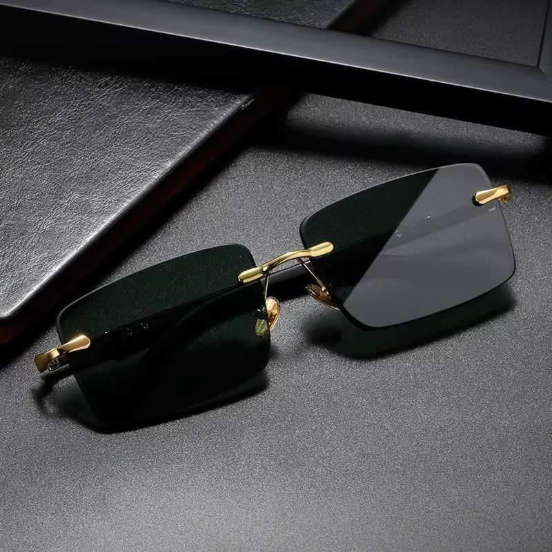Sonnenbrille, randlos, rechteckig, Metall, Schwarz, Unisex - Bild 2