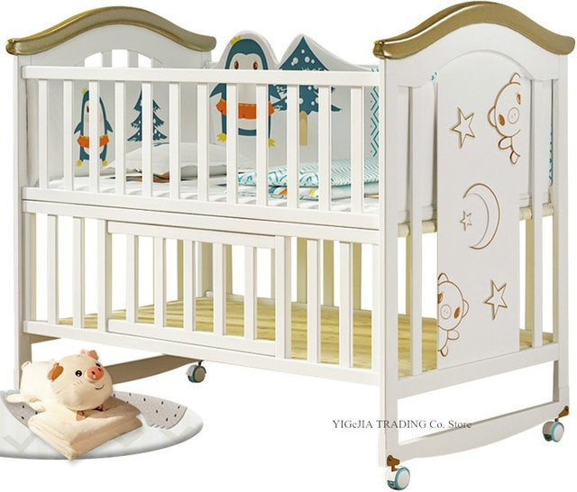 Multifunktionales Babybett aus Holz mit Umwandlungsfunktion zum Kinderbett, Länge: 120 cm - Bild 1