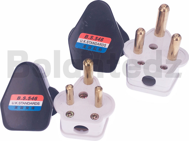 Bolantedz Rundstecker Südafrika Montageecker 3-polig schwarz 250V 5A/15A mit abnehmbarem Kabelstecker - Bild 1