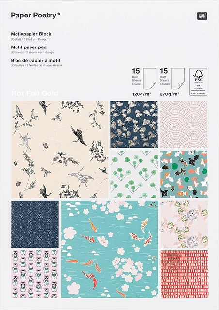 Rico Design Paper Poetry Motivpapierblock Jardin Japonais mit 30 Blatt - Bild 1