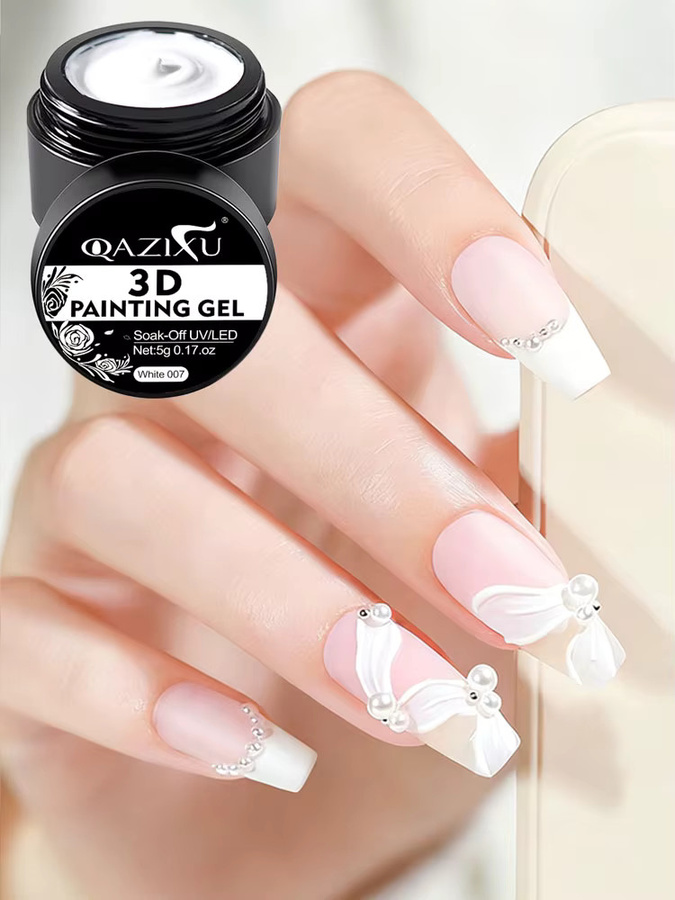 QAZIXU 3D Malerei Gel Nagellack, Schwarz Weiß, Semi Permanent - Bild 7