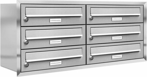 AL Briefkasten-System für 6 Parteien zur Unterputzmontage, Farbe: Silber, B/H/T: 153,402 x 38,5 x 27,5 cm - Bild 1