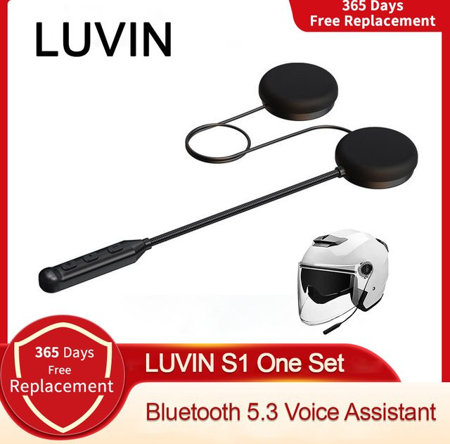 Freedconn LUVIN S1 Bluetooth 5.3 Motorradhelm-Headset in Schwarz mit In-Ear Kopfhörern und kabelloser Stereo Intercom Freisprecheinrichtung - Bild 1