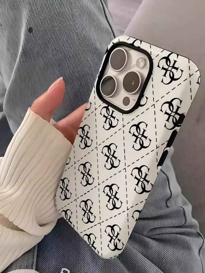 G-GUESSES Glänzende Handyhülle mit HD-Doppelschicht-Flüssigkeitsrückseite für iPhone 17 16 15 14 13 12 Pro Max Plus, Farbe: Weiß - Bild 6