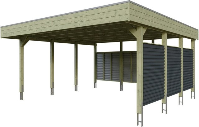 Skan Holz Doppelcarport Friesland Hybrid Set 13 Grün B/T: 557 x 555 cm mit Rück- und Seitenwand - Bild 1
