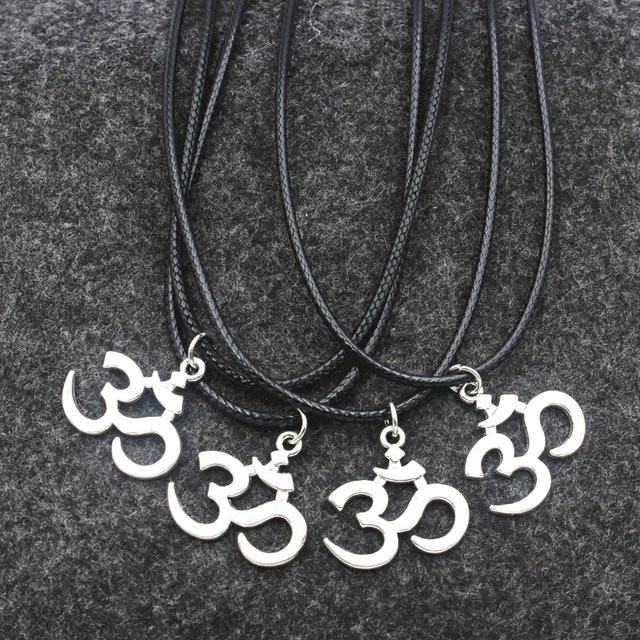 weyena Anhänger Halskette, Om Symbol, Schwarz, Unisex, Vintage - Bild 1