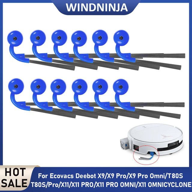 WINDNINJA Roboter-Seitenbürsten in Blau, kompatibel mit Ecovacs Deebot X9, X9 Pro Omni, X11 Pro Omni und T80S Pro - Bild 1