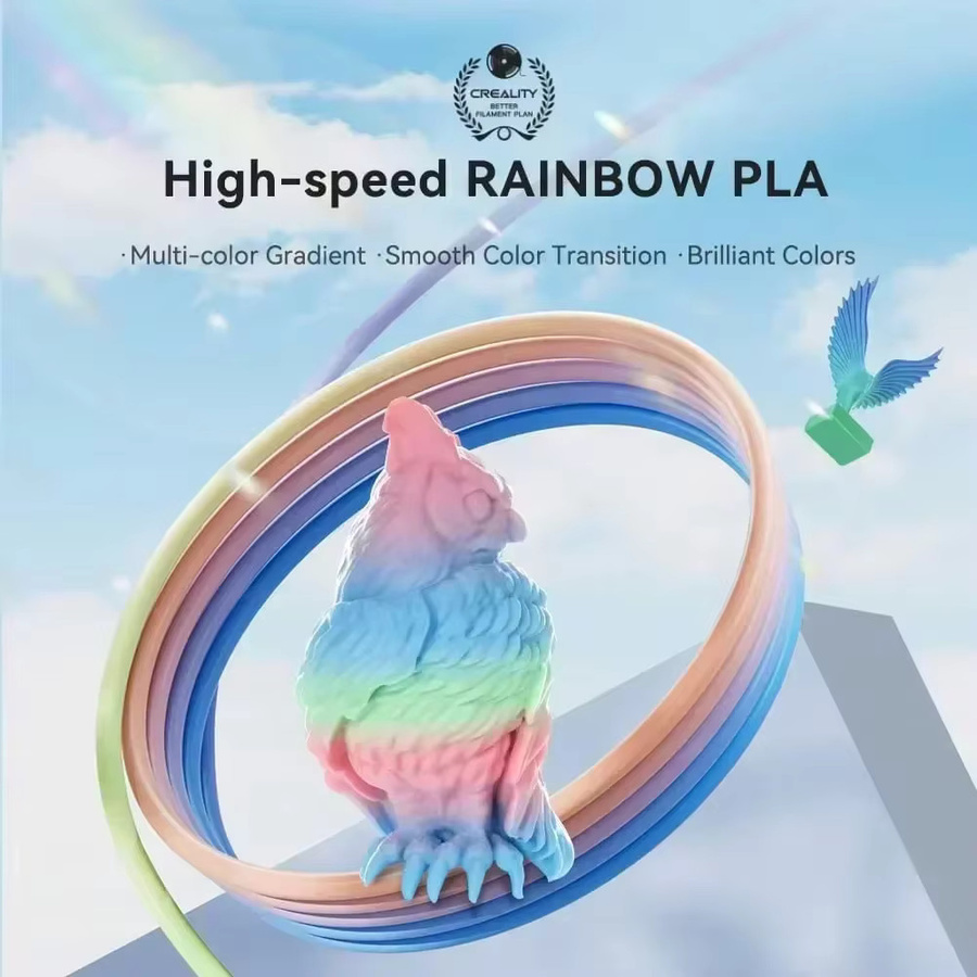 Creality Hyper PLA-Filament Regenbogen, 1 kg, 1,75 mm, Mehrfarbiges Hochgeschwindigkeits-Filament für FDM 3D-Drucker - Bild 2