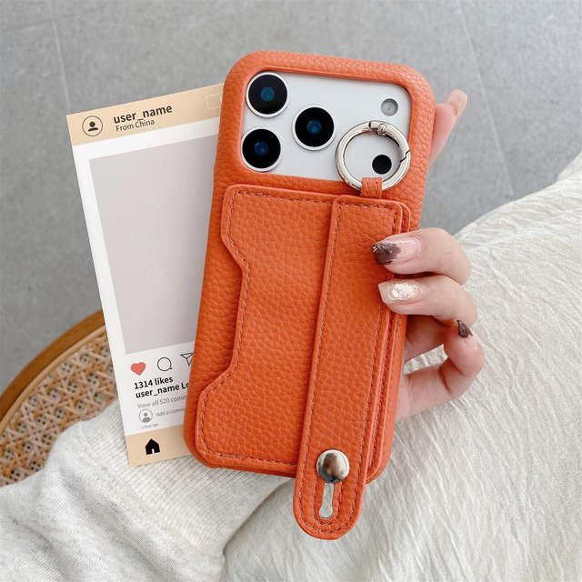 zHAIyu Handyhülle mit Handgelenkschlaufe, Anti-Drop Ring und Kartensteckplatz für iPhone 17 16 15 14 13 12 11 Pro Max Plus XS XR 7 8, Farbe: Weiß - Bild 1