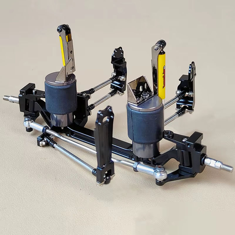 Tamiya RC Truck Zubehör, Vorderrad-Lenkungsaufhängung, Luftfederung, Stoßdämpfung, 1:14, Metall, Schwarz - Bild 2