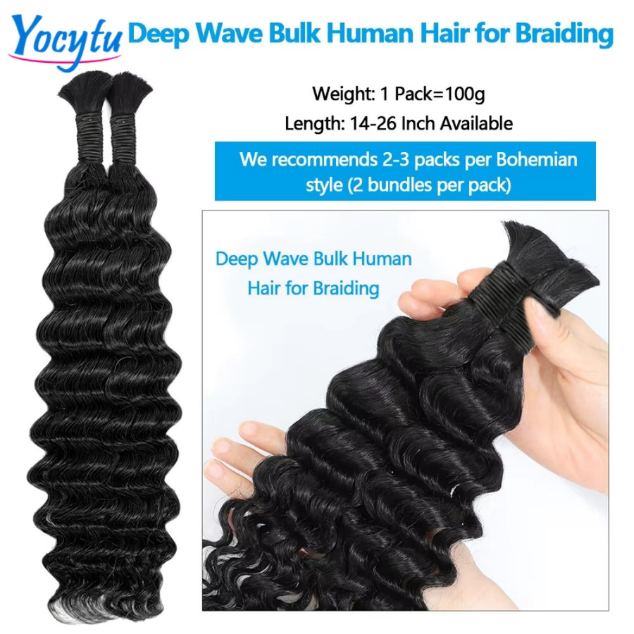 YOCYTU Deep Wave Bulk Echthaar, Unisex - Bild 3