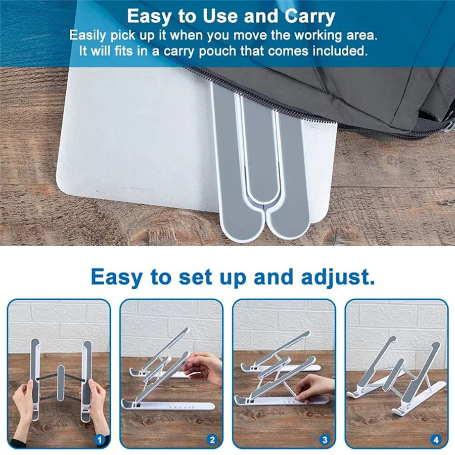 Kebidumei Faltbarer Laptop-Ständer in Weiß, Verstellbare Tragbare Notebook-Halterung mit Ergonomischem Design für MacBook Air Pro Zubehör - Bild 4