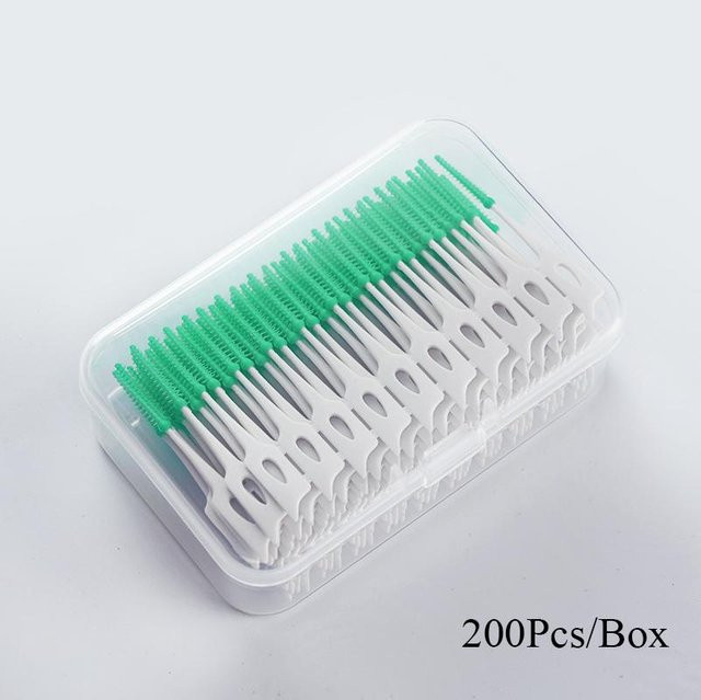 Binchi Health Electronics Interdental-Silikonbürsten, 200 Stück, grün - Bild 1