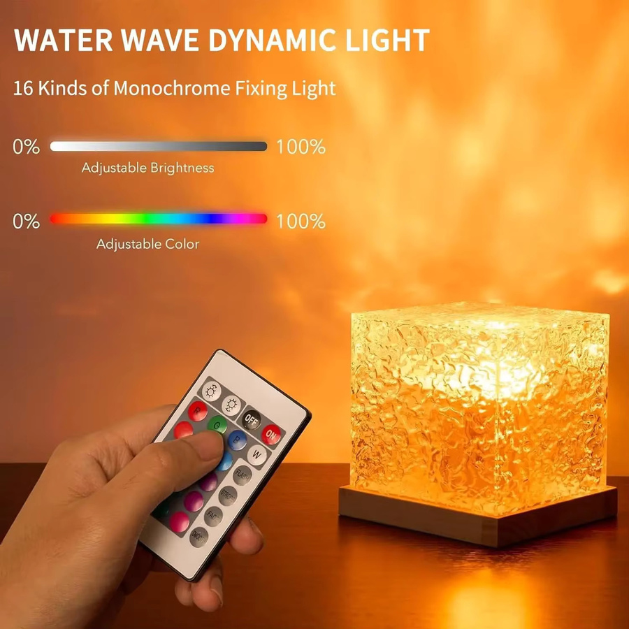XIWANGFIRE Rotierender Wasserwellen-Projektor mit 16 Farben und Flammen-Kristalllampe in Multicolour für Wohnzimmer, Arbeitszimmer und Schlafzimmer - Bild 3