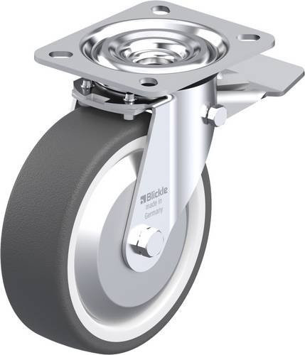 Blickle Lenkrolle L-POTH 125R-ST-FA mit Feststeller in Grau und Weiß, Rad-Durchmesser: 125 mm, Tragfähigkeit: 250 kg - Bild 1