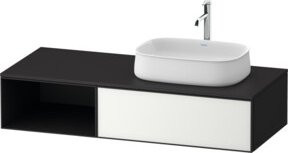 Duravit Waschtischunterschrank Zencha in Braun mit grauer Mattglas-Einrichtung, Breite: 130 cm, Tiefe: 55 cm, Höhe: 55 cm - Bild 1