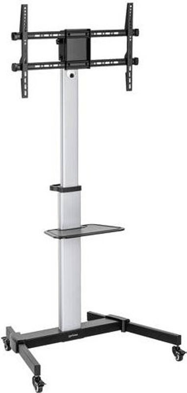 Manhattan Multimedia TV-Ständer aus Aluminium auf Rollen, silber/schwarz, für Bildschirme von 94 cm bis 215,9 cm, bis 50 kg belastbar, neigbar und rotierbar - Bild 2