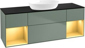 V&B Waschtischunterschrank Finion mit Wandbeleuchtung, Breite: 160 cm, Farbe: Gold lackiert - Bild 1