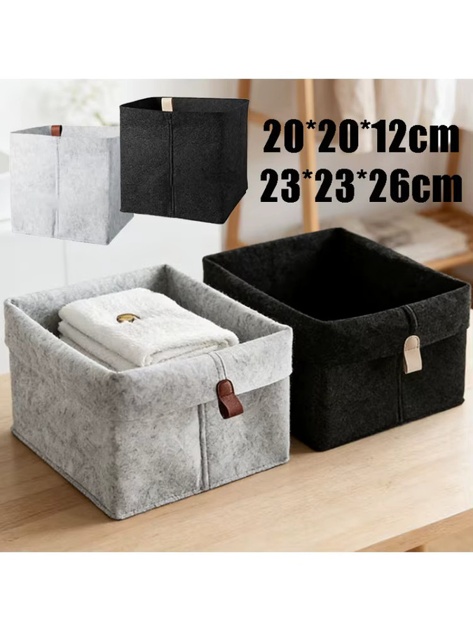 Trebalena Filz-Aufbewahrungskorb als Schreibtisch-Organizer und Mehrzweck-Box in Schwarz und Grau, B/T/H: 20 x 20 x 12 cm - Bild 6