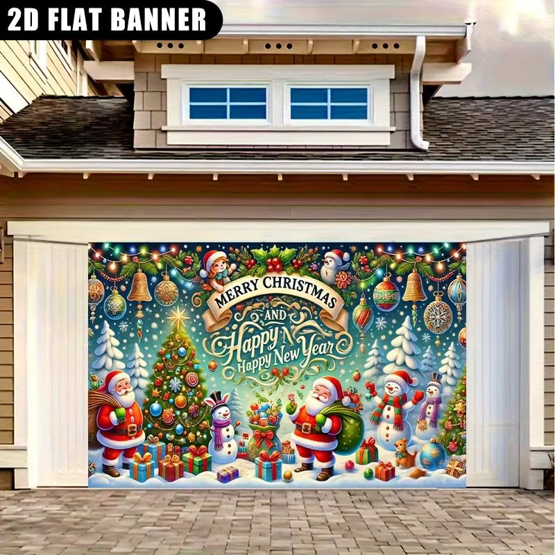 VIKAMA Weihnachts-Tapisserie mit Weihnachtsmann und Schneemann als Wanddekoration für dein Wohnzimmer - Bild 2