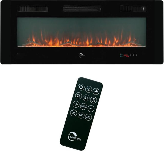 Sannover Elektrokamin Valtaia Plat mit LED-Flammeneffekt in Schwarz, Breite: 127 cm - Bild 1