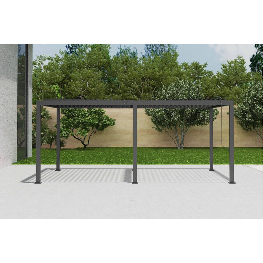 Moderne Pergola aus Aluminium in Anthrazit B/H/L: 589 x 300 x 254,5 cm - Bild 4
