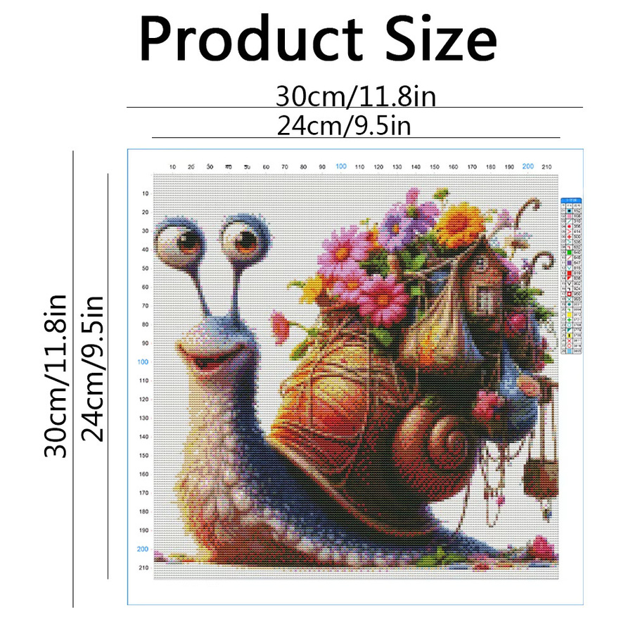 Evershine DIY Kreuzstich Set Schnecke mit Gänseblümchen auf bedruckter Leinwand, Mehrfarbig, B/H: 30 x 30 cm - Bild 2