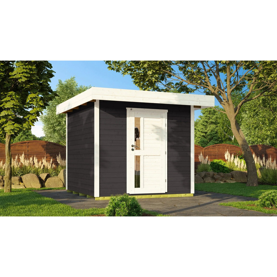 WEKA Holz-Gartenhaus Designhaus 172 mit Flachdach in Anthrazit Grau, B/T: 275 x 310 cm - Bild 2