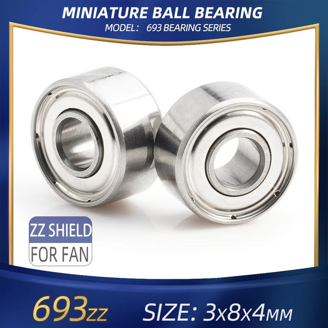 FUSHI Kugellager 693ZZ ABEC-9 Set für Computer Lüfter und Konsolen, Farbe: Silber, 20 Stück, Maße: Breite: 3 mm, Tiefe: 8 mm, Höhe: 4 mm - Bild 1