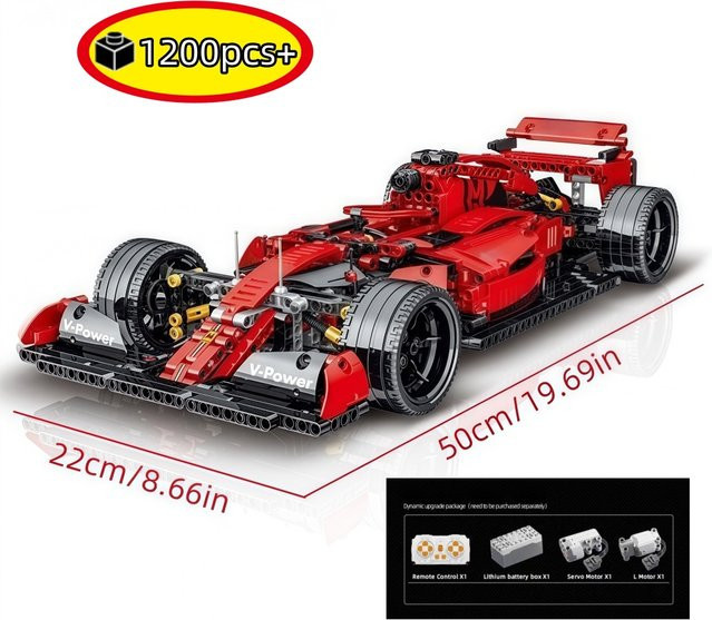 yaafun Technik-Rennwagen, Bausatz, 1200 Teile, Rot - Bild 1