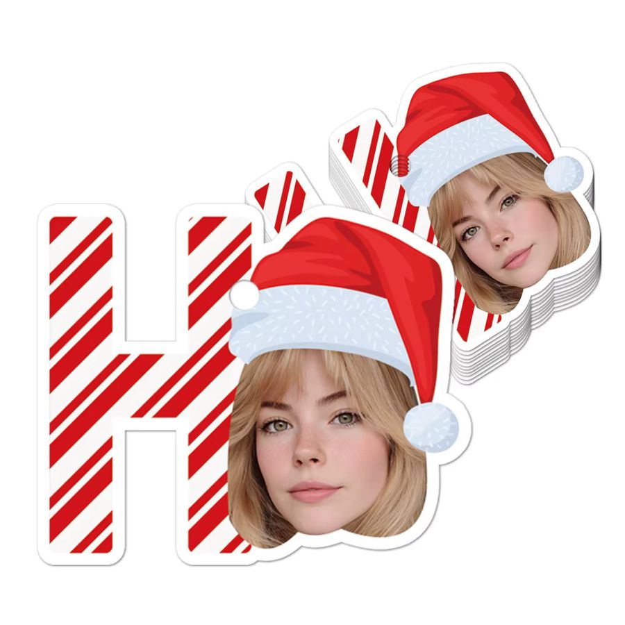 Personalisierte Weihnachts-Hängeetiketten mit HOHO Gesicht von cyuan als Geschenk und Snackdekoration - Bild 3