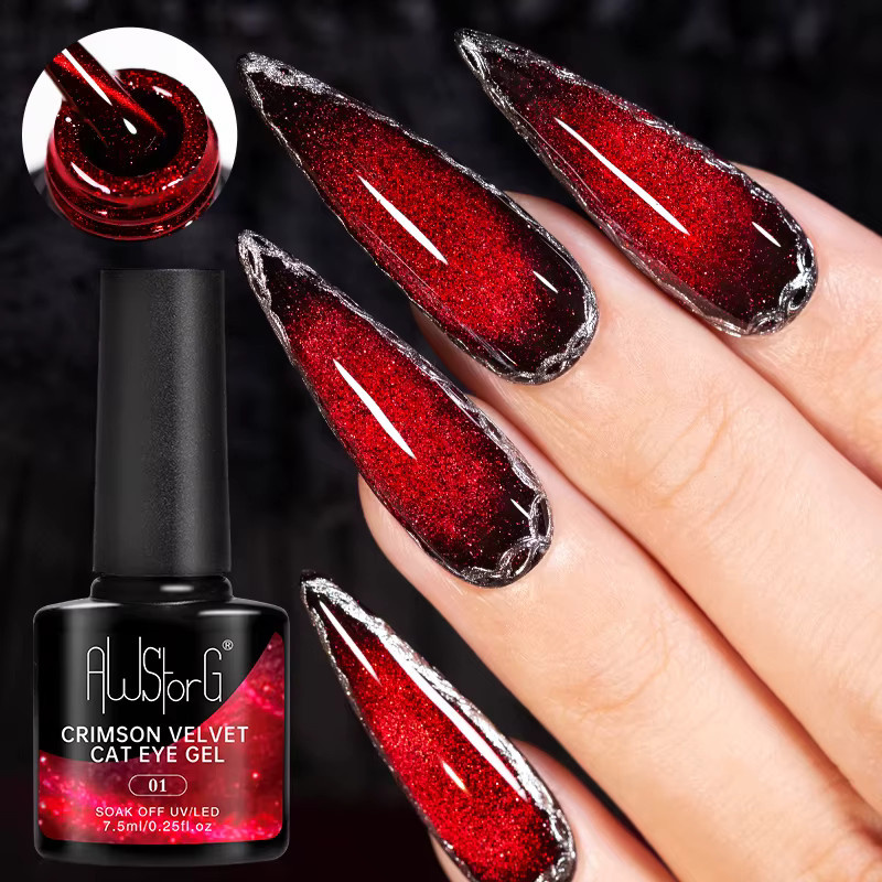 AWStorG Crimson Velvet Red-Light Magnetischer Gel-Nagellack, 7,5 ml - Bild 2