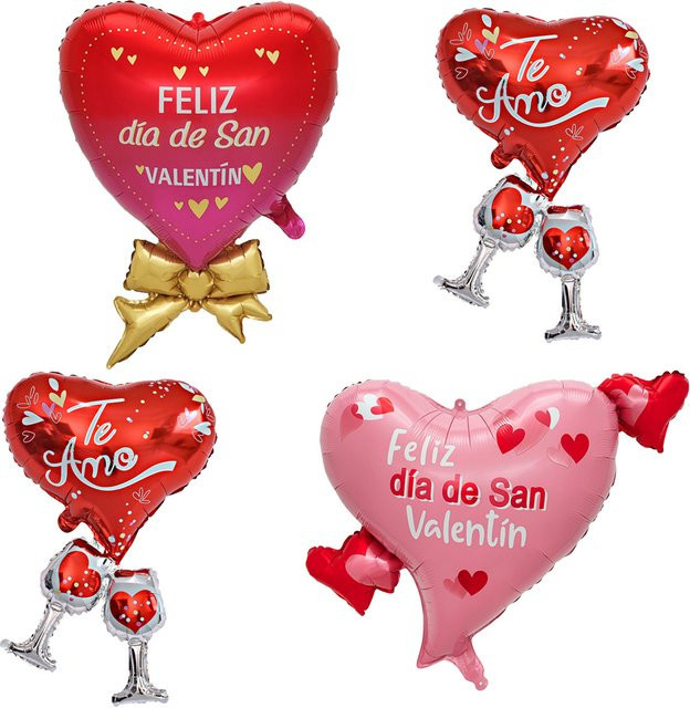 EACH PARTY Herzform Folienballon in Rot für Valentinstag Dekorationen - Bild 1