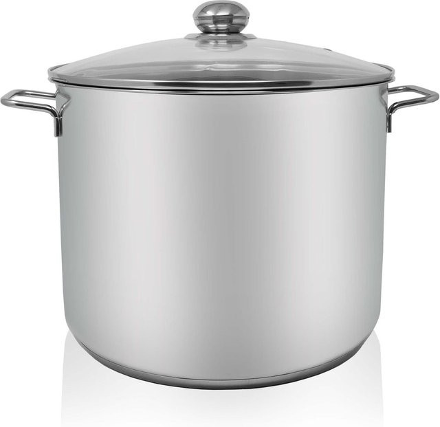 Krüger Jumbotopf aus Edelstahl mit Glasdeckel, Silber, 14 l - Bild 1