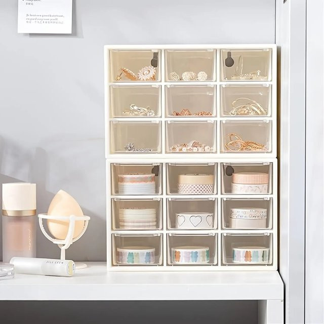 Desktop-Organizer aus Kunststoff mit mehreren Fächern in Weiß für Bürobedarf und Schulmaterialien - Bild 1