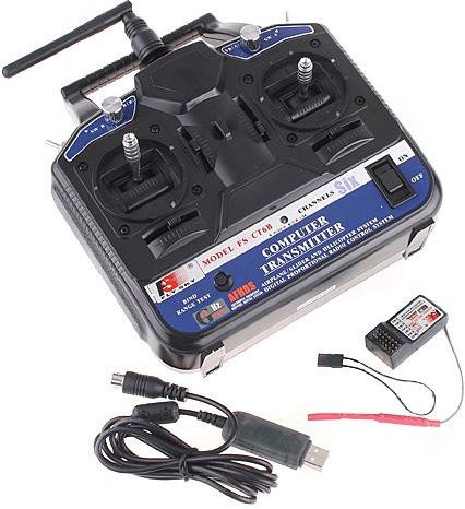 Flysky FS-CT6B Fernbedienung Sender mit FS-R6B Empfänger 2,4G 6 Kanäle für RC Auto Boot Quadcopter Segelflugzeug Helikopter Schwarz - Bild 1