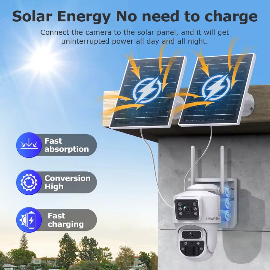 SHIWOJIA 12MP Dual-Objektiv KI-Solarkamera mit 4G SIM, 360° PTZ Außen-Sicherheitskamera mit automatischer Verfolgung und 24/7 AOV Aufnahme via UBox Pro - Bild 5
