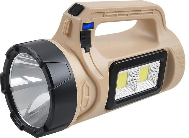 LIUXING Fire Portable Lighting Tragbares Solar-Arbeitslicht mit LED und 800mAh Akku für Camping, Garten und Notfälle, Beige - Bild 1
