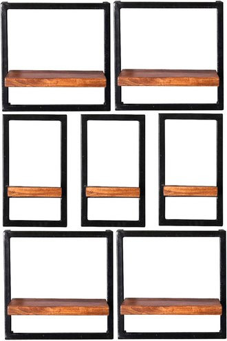 SIT Wandregal PANAMA mit 7 Fachböden aus Holz und Metall in Braun, B/T/H: 120 x 25 x 75 cm - Bild 1