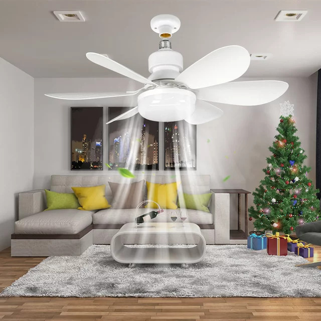 JOYINLED Moderner LED Deckenventilator mit Fernbedienung, Dimmbar, E27, Weiß, Rund - Bild 1