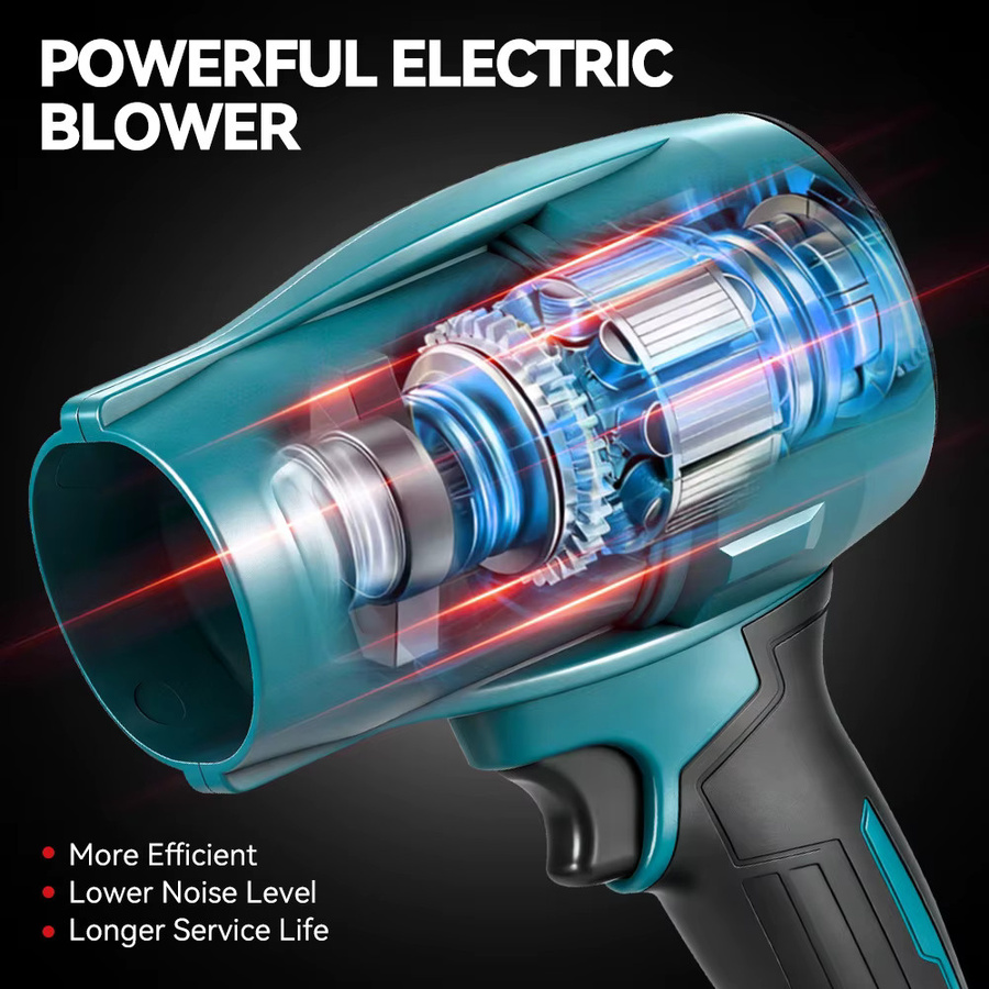 ONEVAN Bürstenloses Elektro-Turbogebläse 3500W Jetventilator als Autotrockner und Staubblasgerät für Makita 18V Akku, Blau - Bild 3