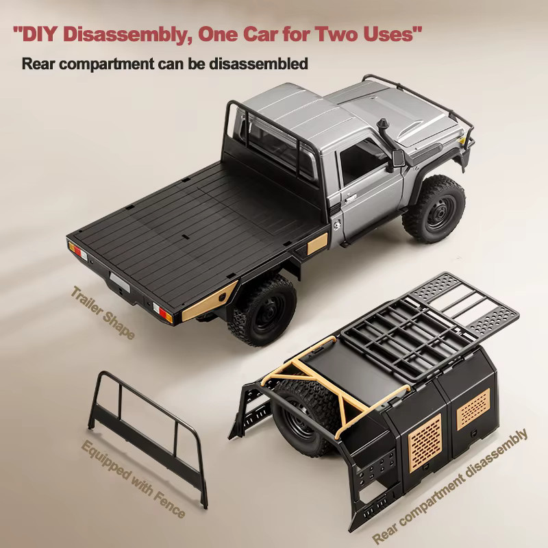 JIKEFUN RC Crawler LC79 RC Pickup, 1:12 Maßstab, ferngesteuert, gelb - Bild 4