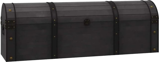 vidaXL Aufbewahrungstruhe aus Massivholz im Vintage-Stil, Schwarz, B/T/H: 120 x 30 x 40 cm - Bild 1