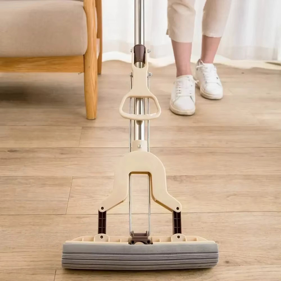 Untior Schwamm-Mopp mit Teleskopstange aus Edelstahl für die Bodenreinigung in Küche und Wohnzimmer - Bild 2