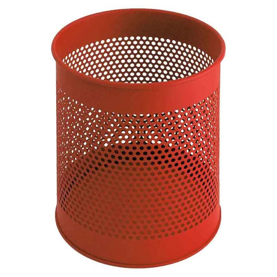 PROREGAL Runder Perforierter Papierkorb aus Metall in Rot, H x Ø: 32 x 26 cm, 15 Liter - Bild 2