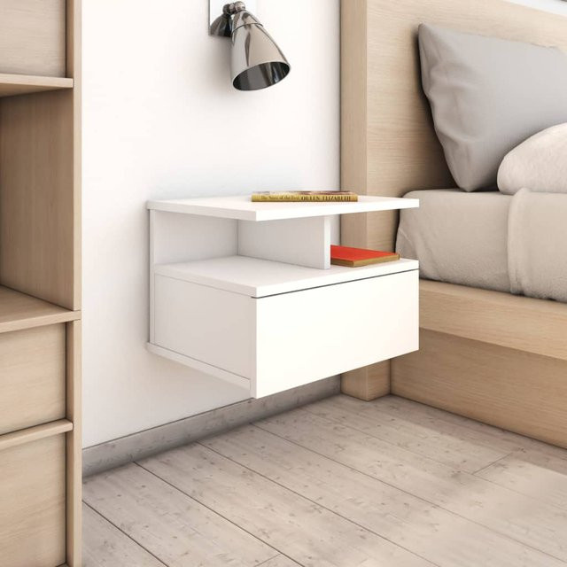 vidaXL Hängende Nachttische 2er-Set Weiß aus MDF, B/T/H: 40 x 31 x 27 cm - Bild 1